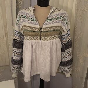 free people white babydoll quarter zip xs